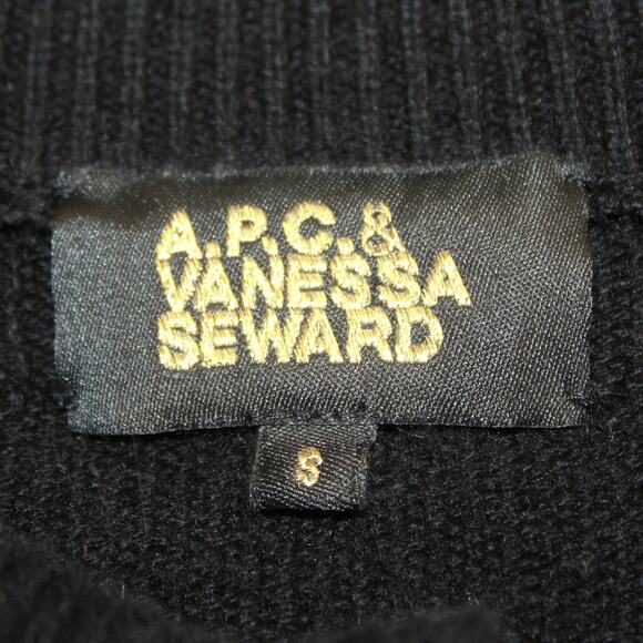A.P.C. & Vanessa Seward Black Wool Sweater Cardigan Poncho Button Old Money S - Picture 7 of 7